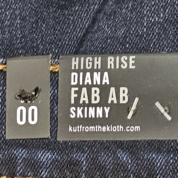 Kut From The Cloth Diana High Rise Fab Ab Skinny Jeans Size 00 NWT MSRP $89 - Picture 5 of 10